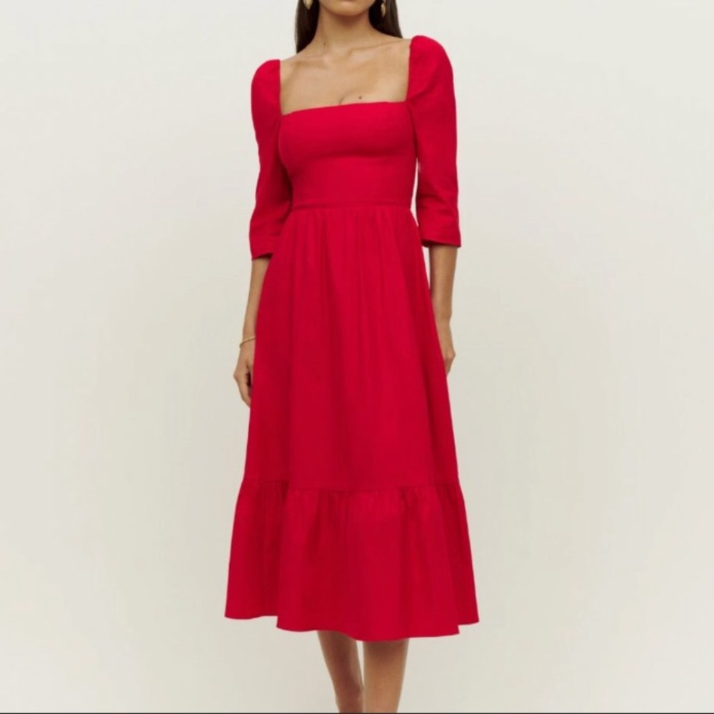 Reformation Cyprus Dress in Cherry